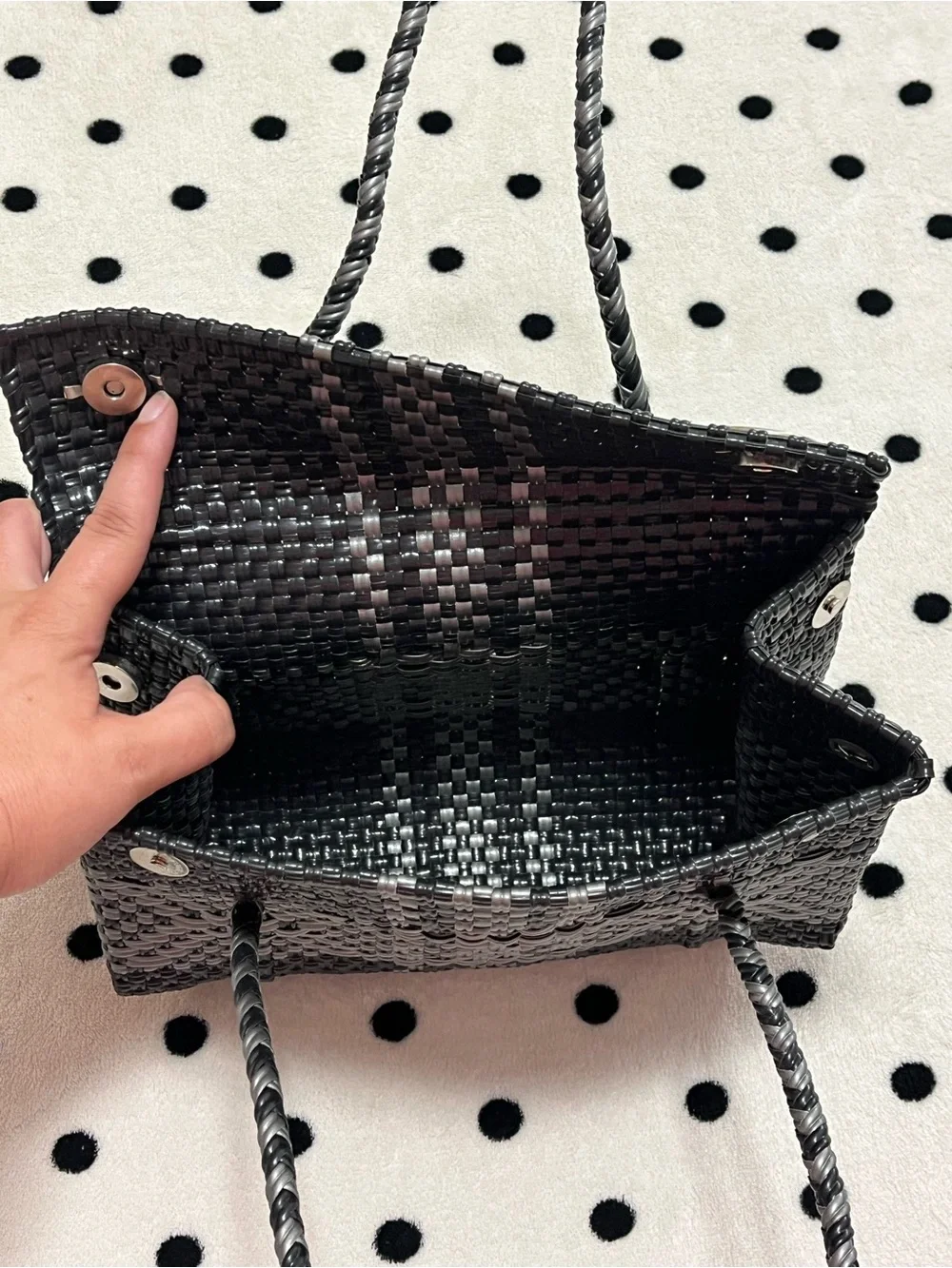 Hand-Woven Mexican Plastic Flap Convertible Shoulder Bag
